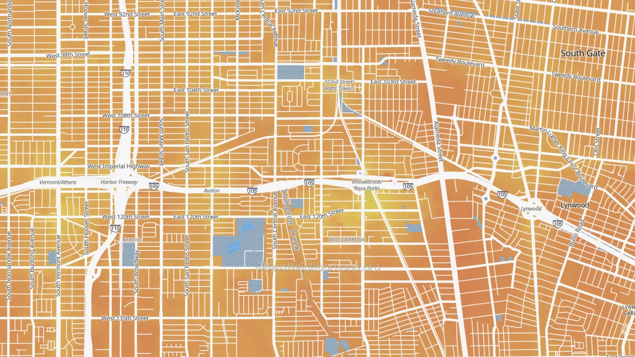 Transit Grade map of 90059, CA