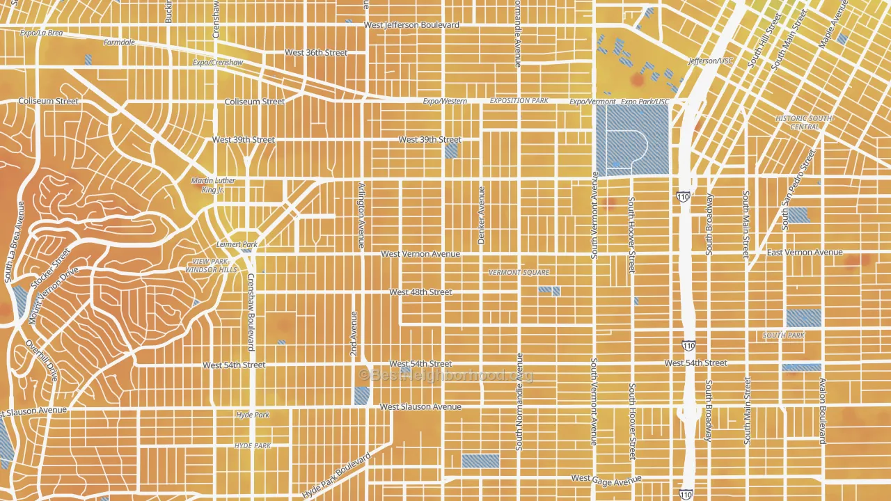 Transit Grade map of 90062, CA