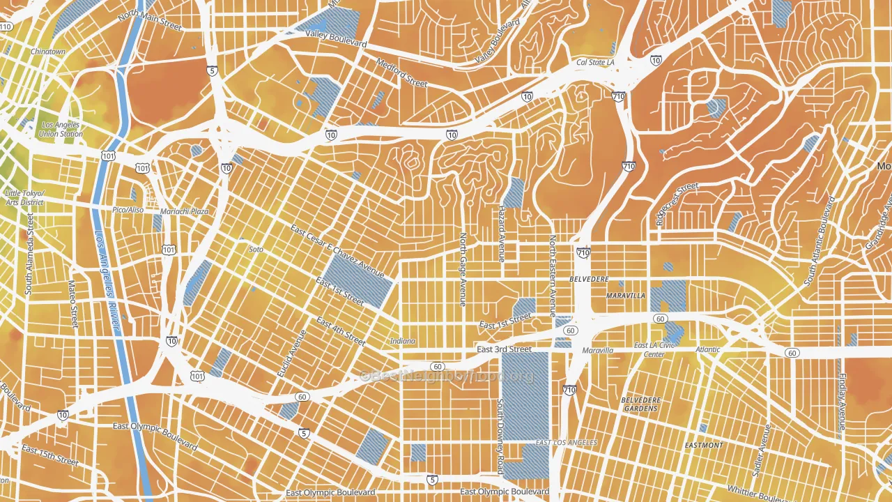 Transit Grade map of 90063, CA
