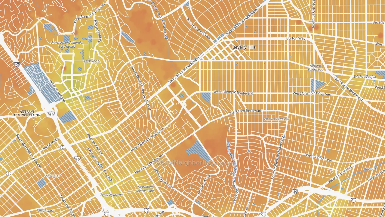 Transit Grade map of 90067, CA