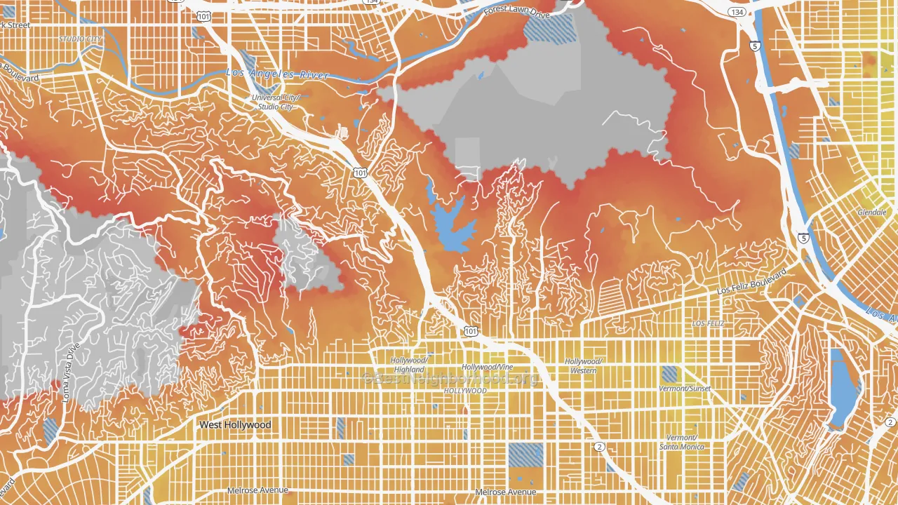 Transit Grade map of 90068, CA