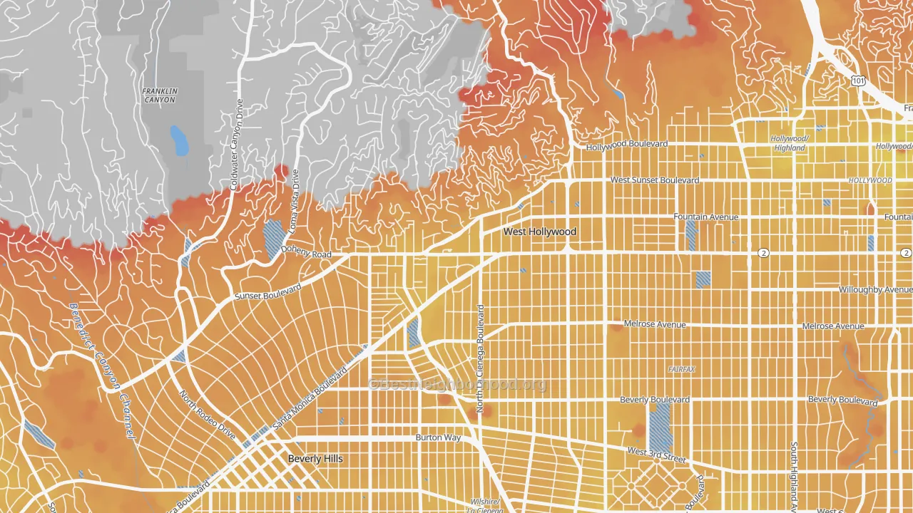 Transit Grade map of 90069, CA