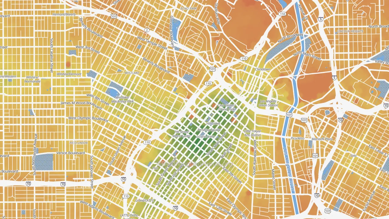 Transit Grade map of 90071, CA