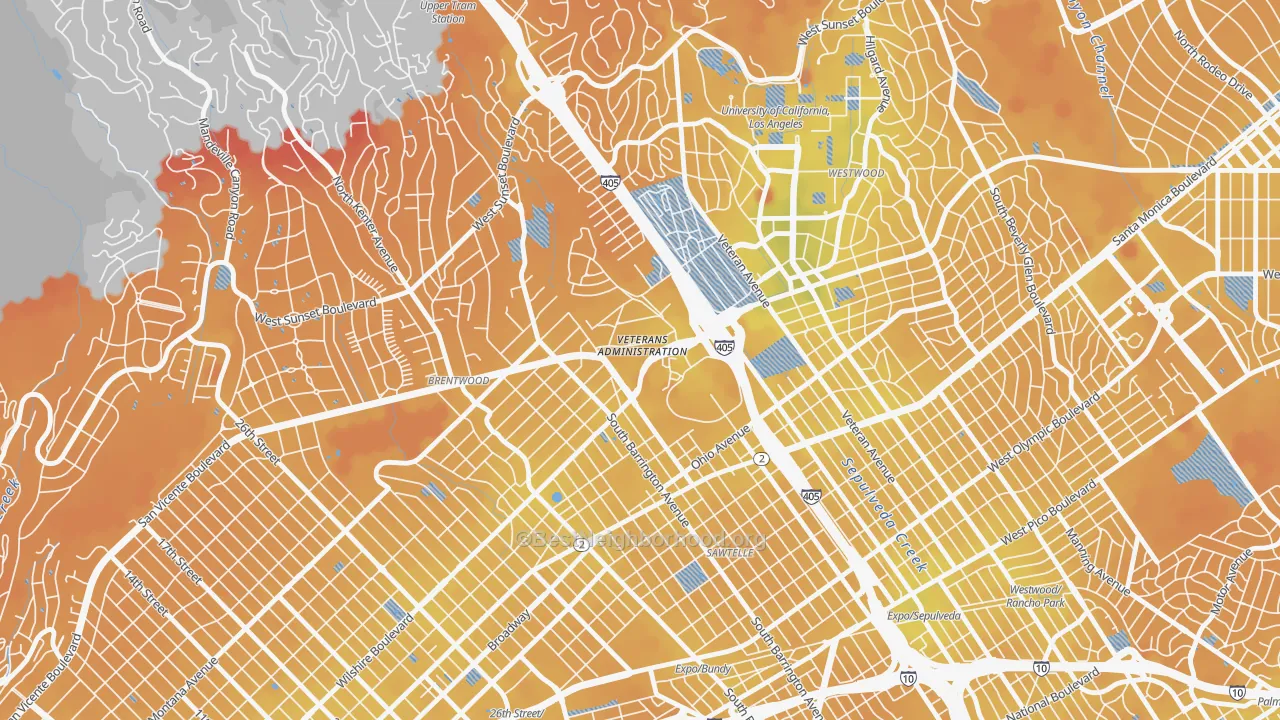 Transit Grade map of 90073, CA