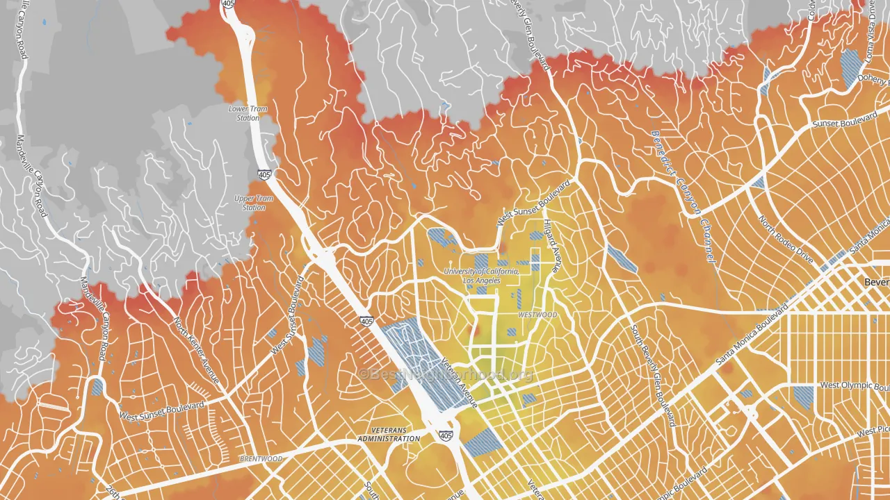Transit Grade map of 90095, CA