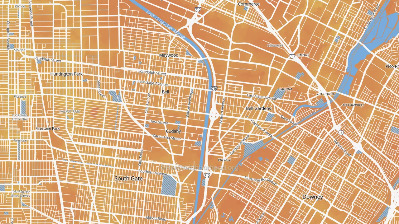 Transit Grade map of 90201, CA