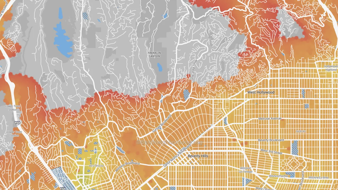 Transit Grade map of 90210, CA