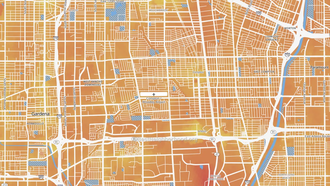 Transit Grade map of 90220, CA