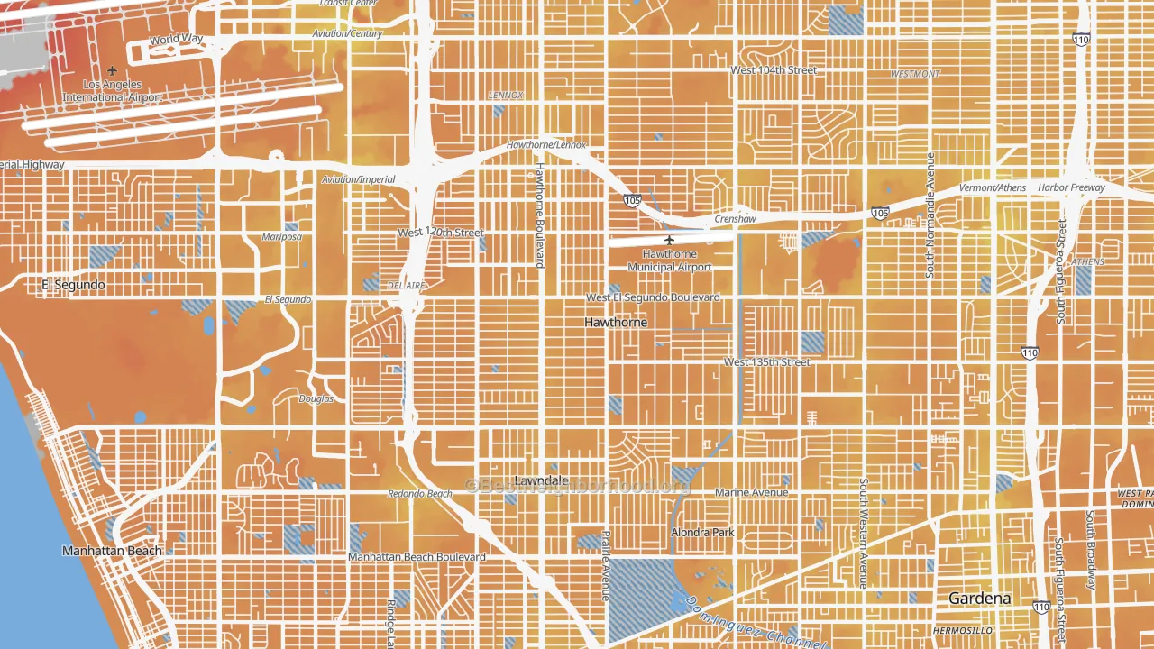 Transit Grade map of 90250, CA
