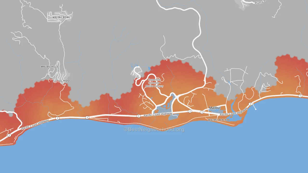 Transit Grade map of 90263, CA