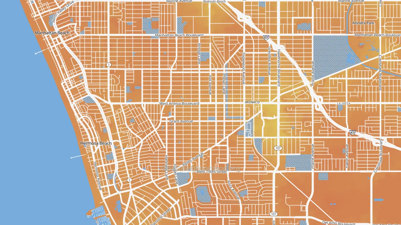 Transit Grade map of 90278, CA