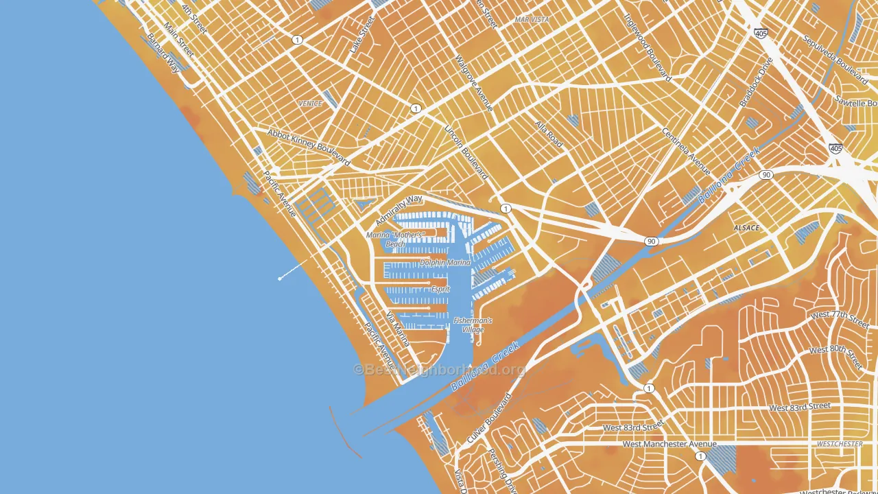 Transit Grade map of 90292, CA