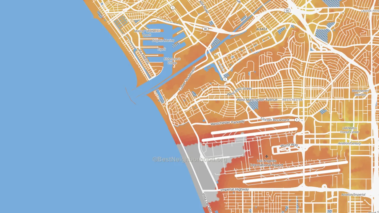 Transit Grade map of 90293, CA