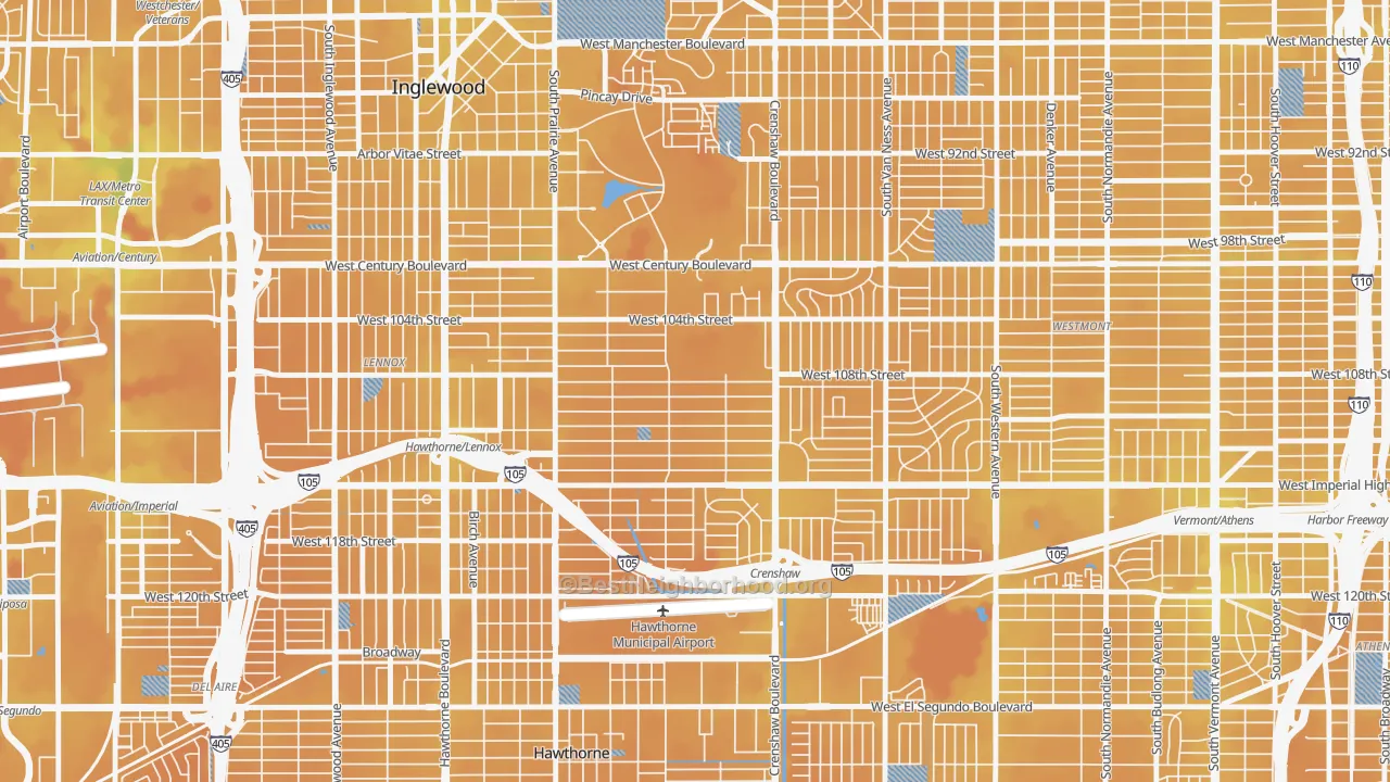Transit Grade map of 90303, CA