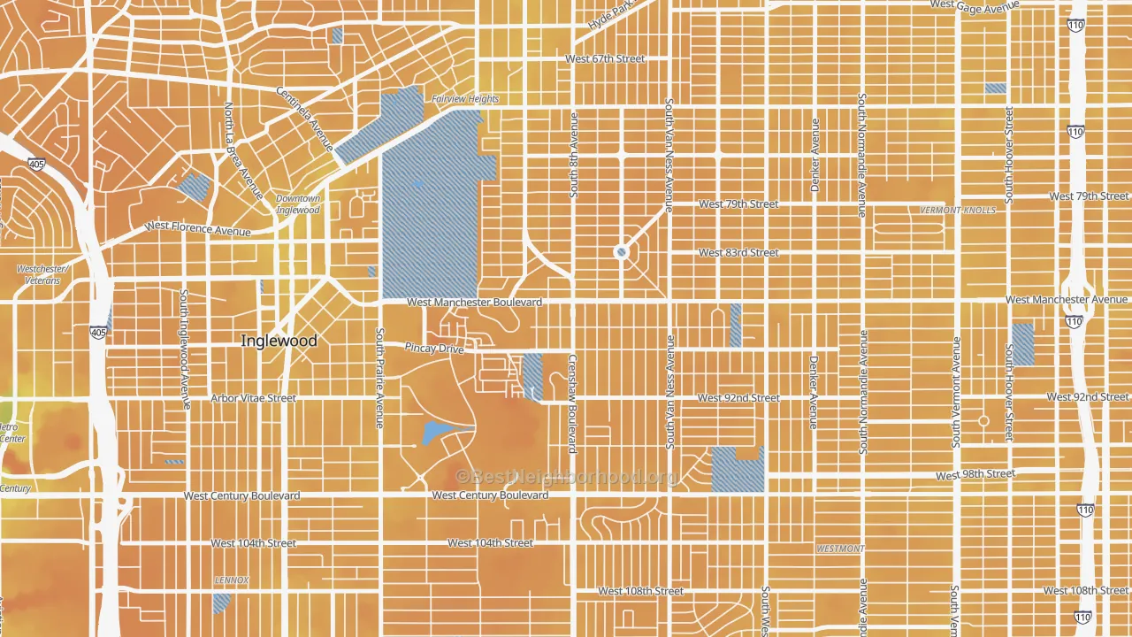 Transit Grade map of 90305, CA