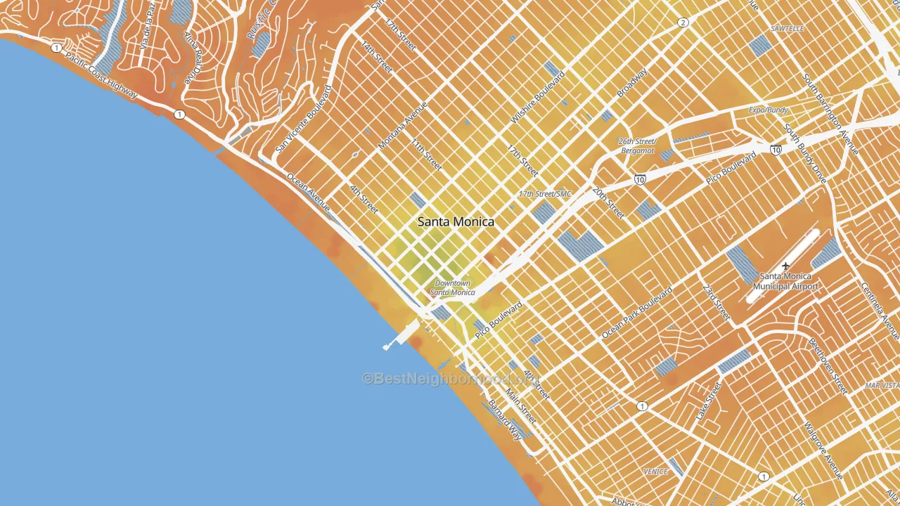 Transit Grade map of 90401, CA