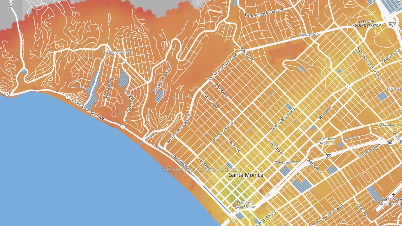 Transit Grade map of 90402, CA