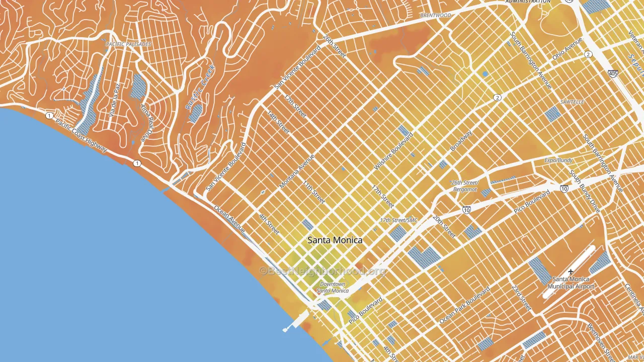 Transit Grade map of 90403, CA
