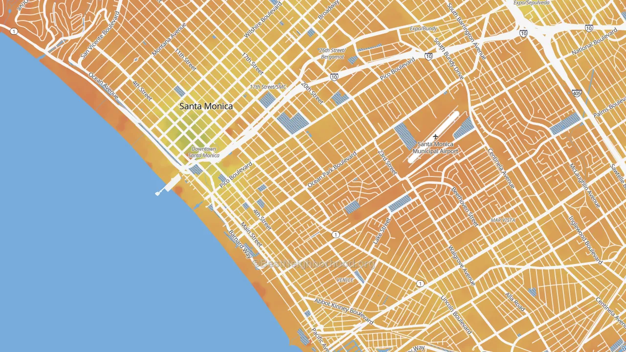 Transit Grade map of 90405, CA