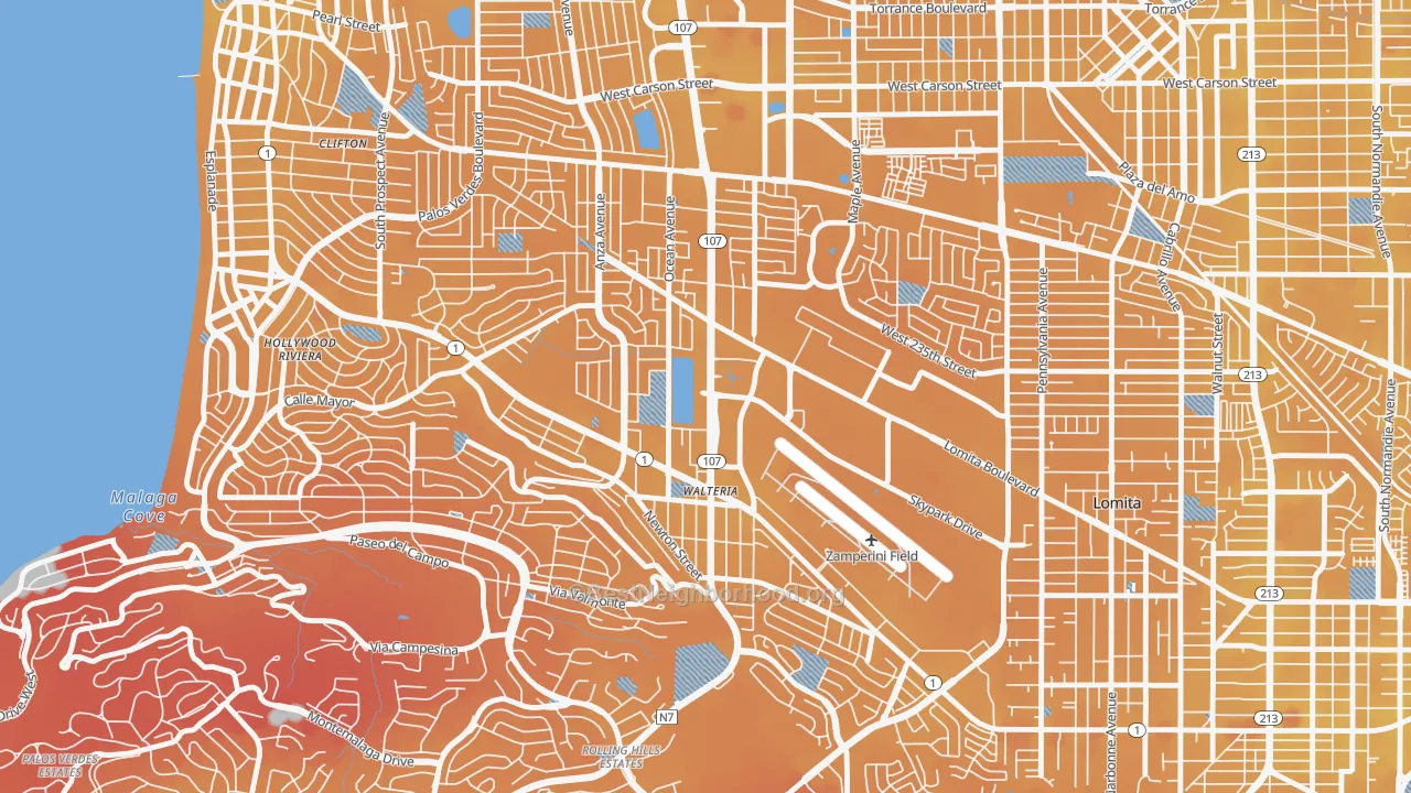 Transit Grade map of 90505, CA