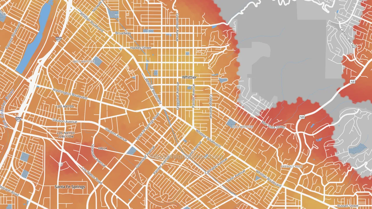 Transit Grade map of 90602, CA