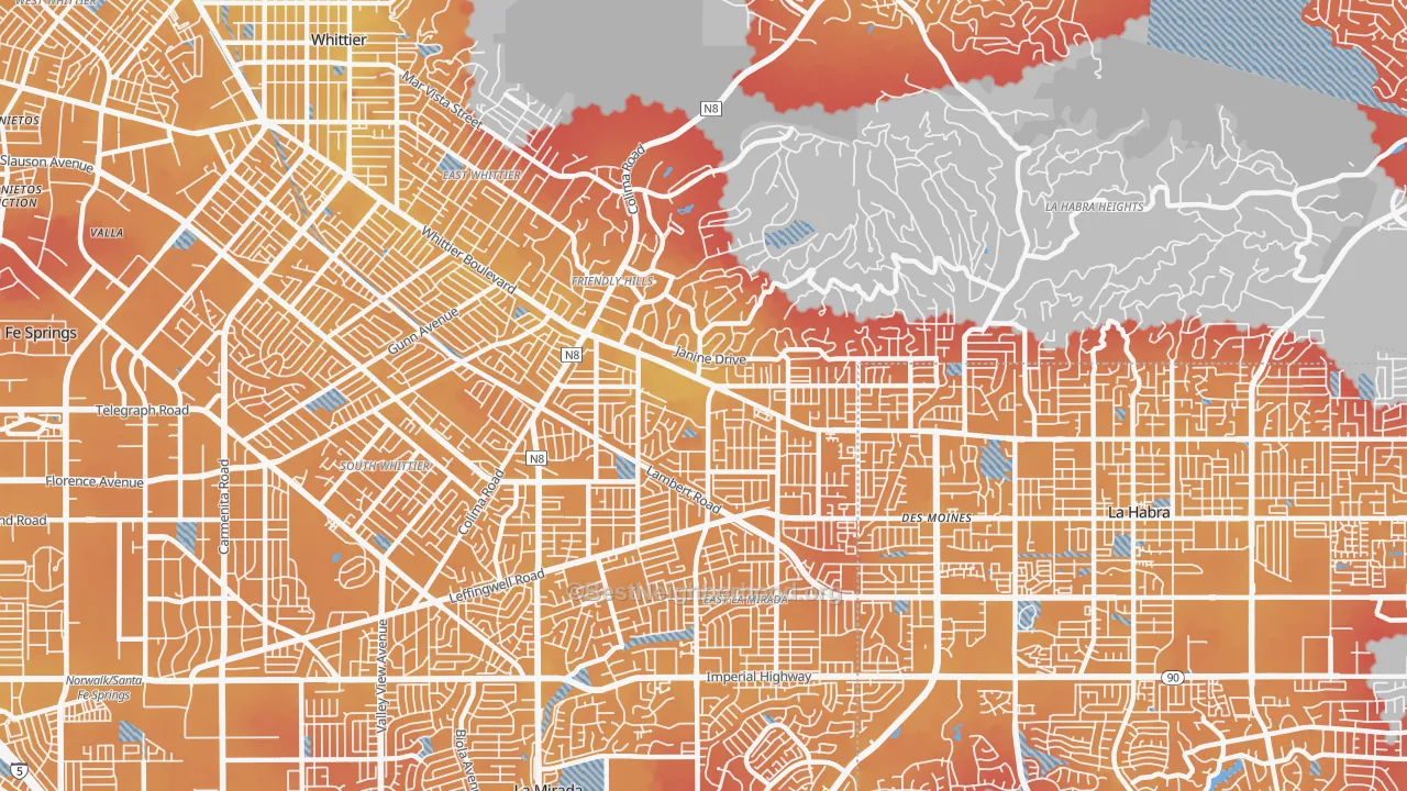 Transit Grade map of 90603, CA