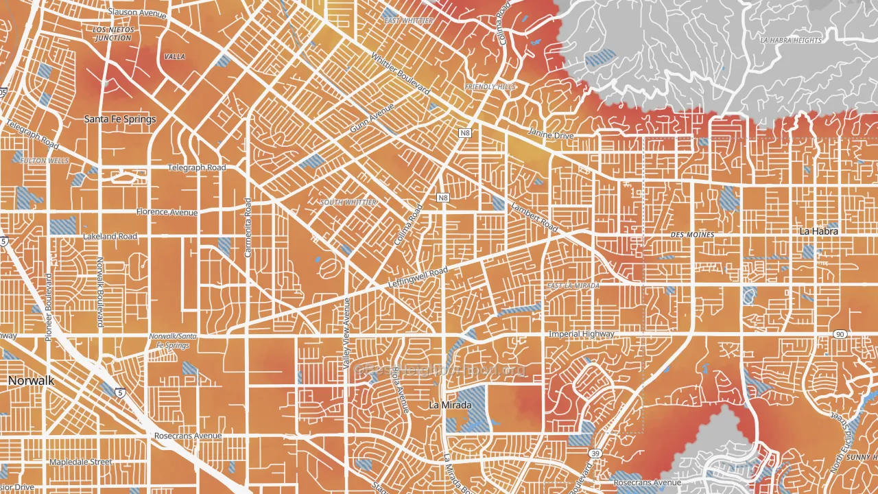 Transit Grade map of 90604, CA