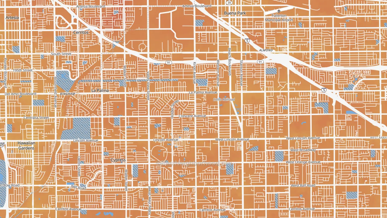 Transit Grade map of 90620, CA