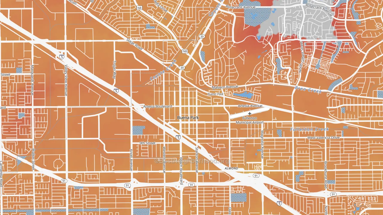 Transit Grade map of 90621, CA