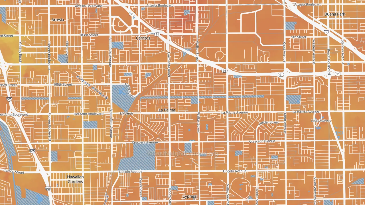 Transit Grade map of 90623, CA
