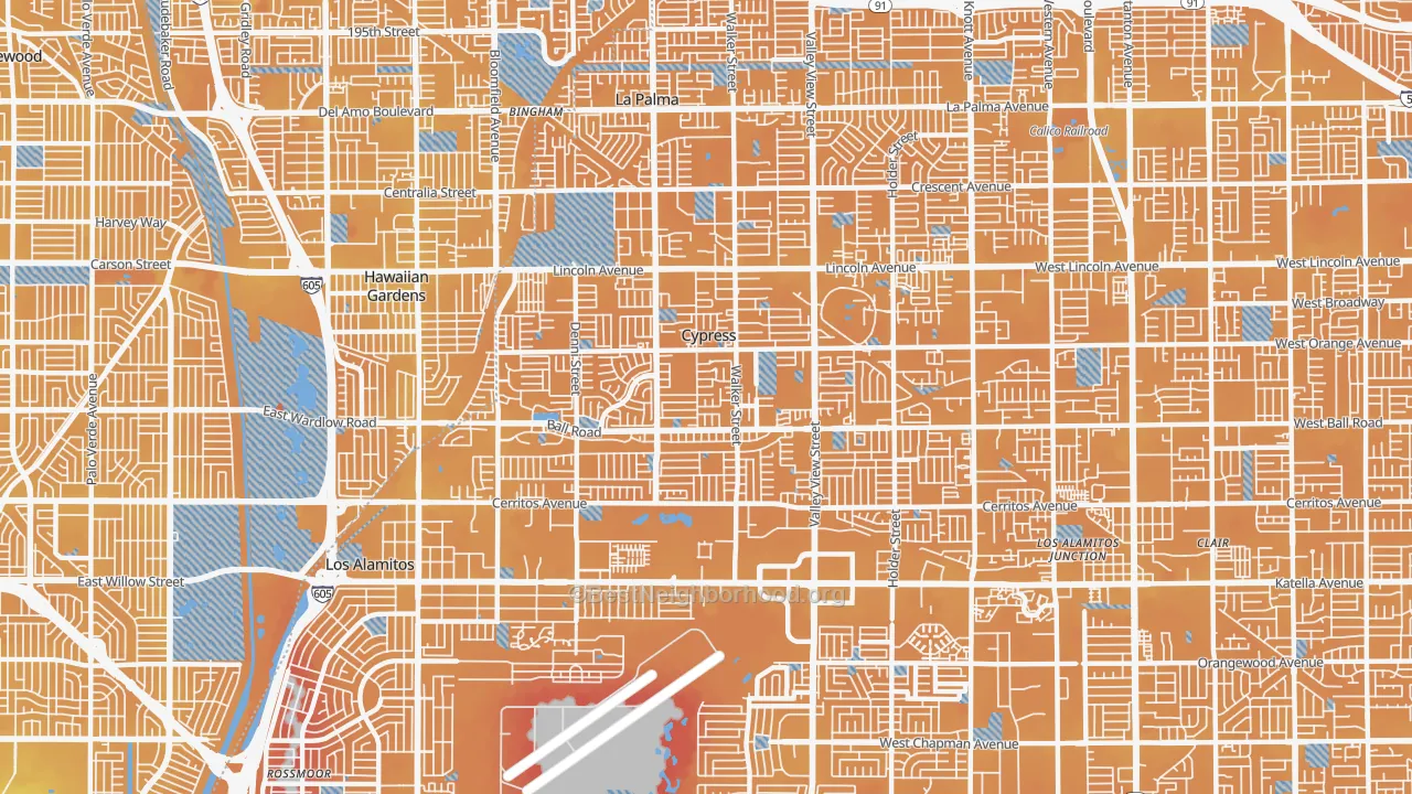 Transit Grade map of 90630, CA