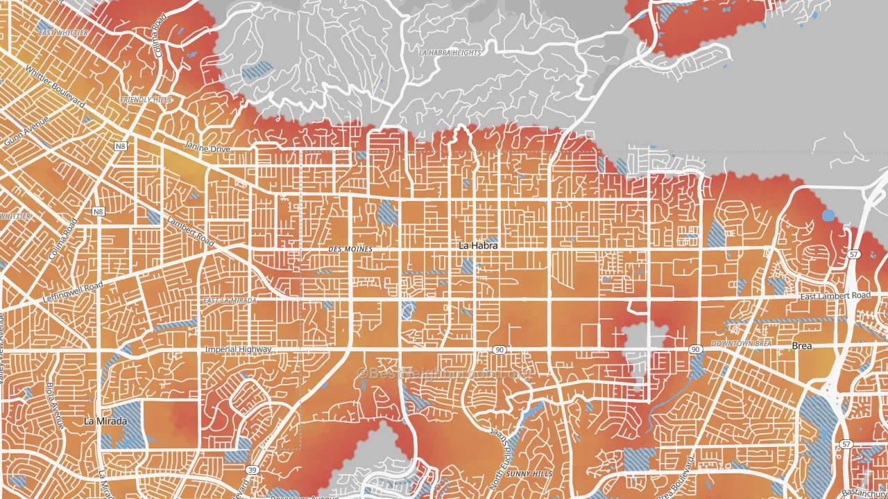 Transit Grade map of 90631, CA