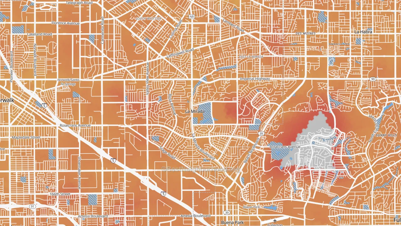 Transit Grade map of 90638, CA