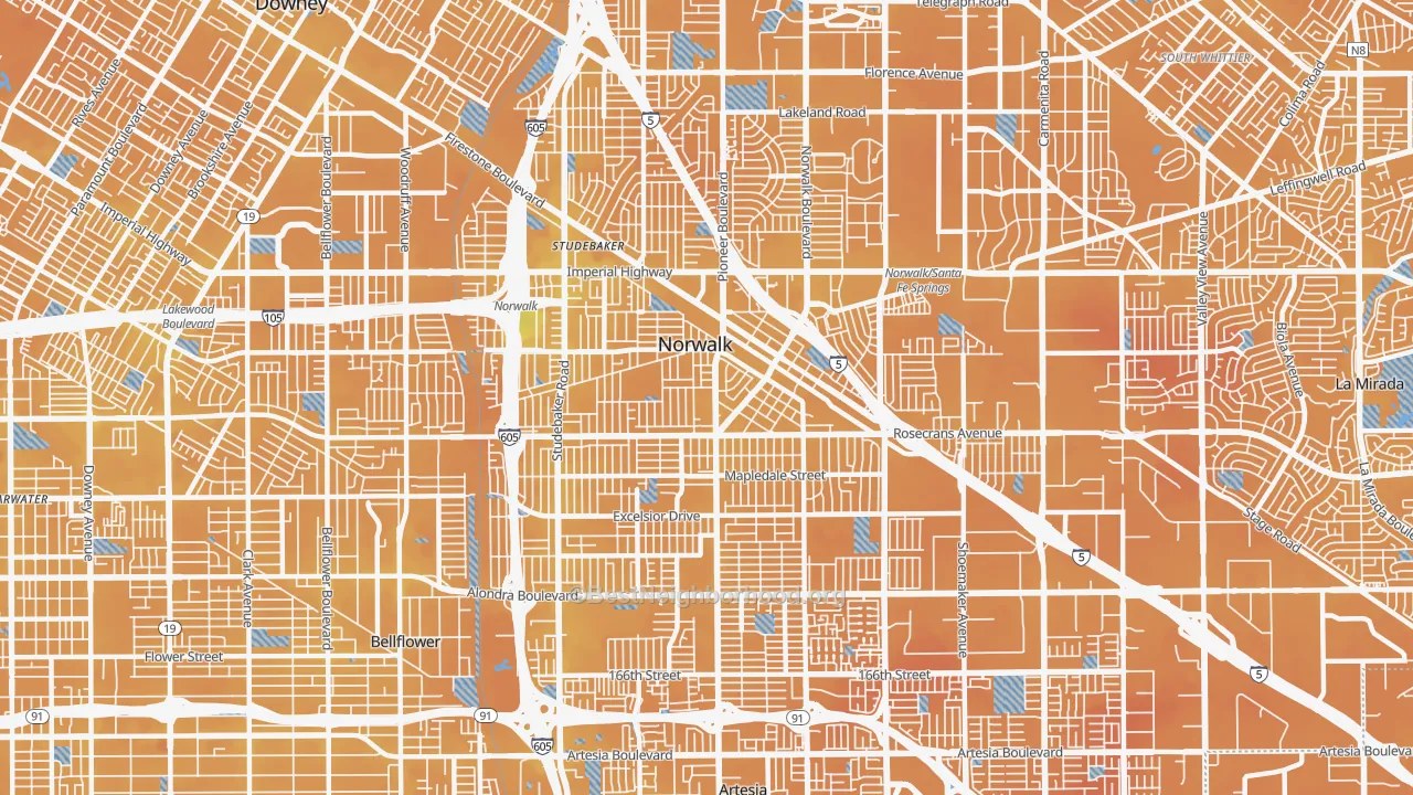 Transit Grade map of 90650, CA