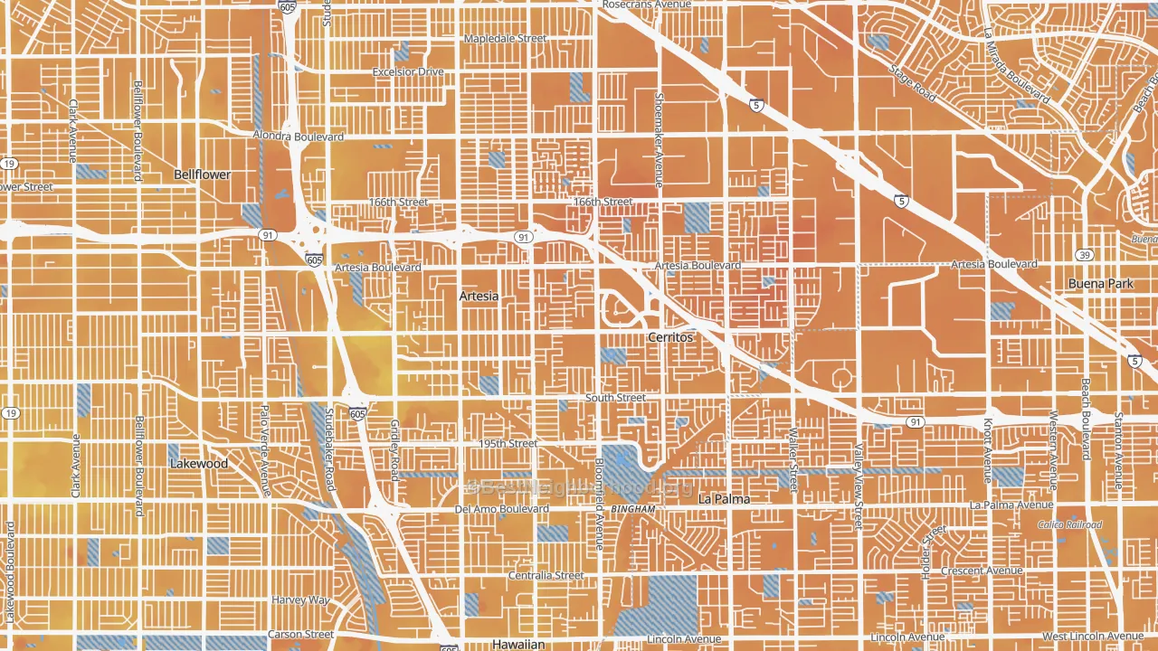 Transit Grade map of 90703, CA