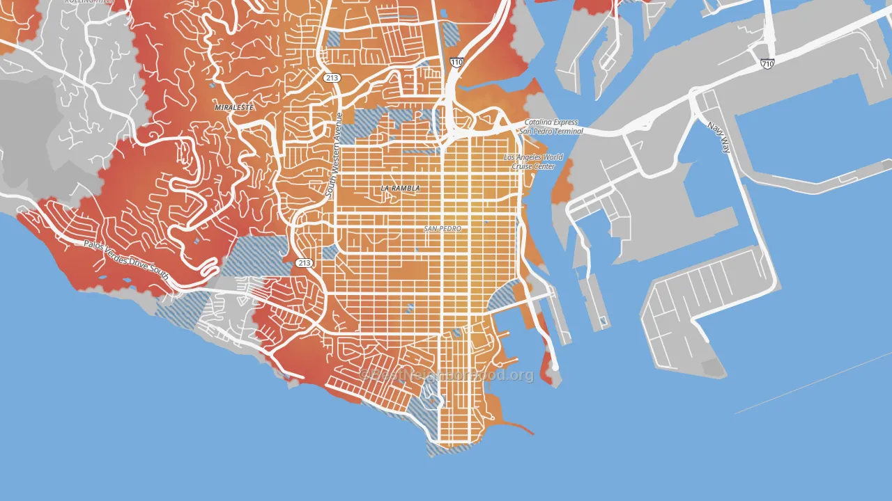 Transit Grade map of 90731, CA