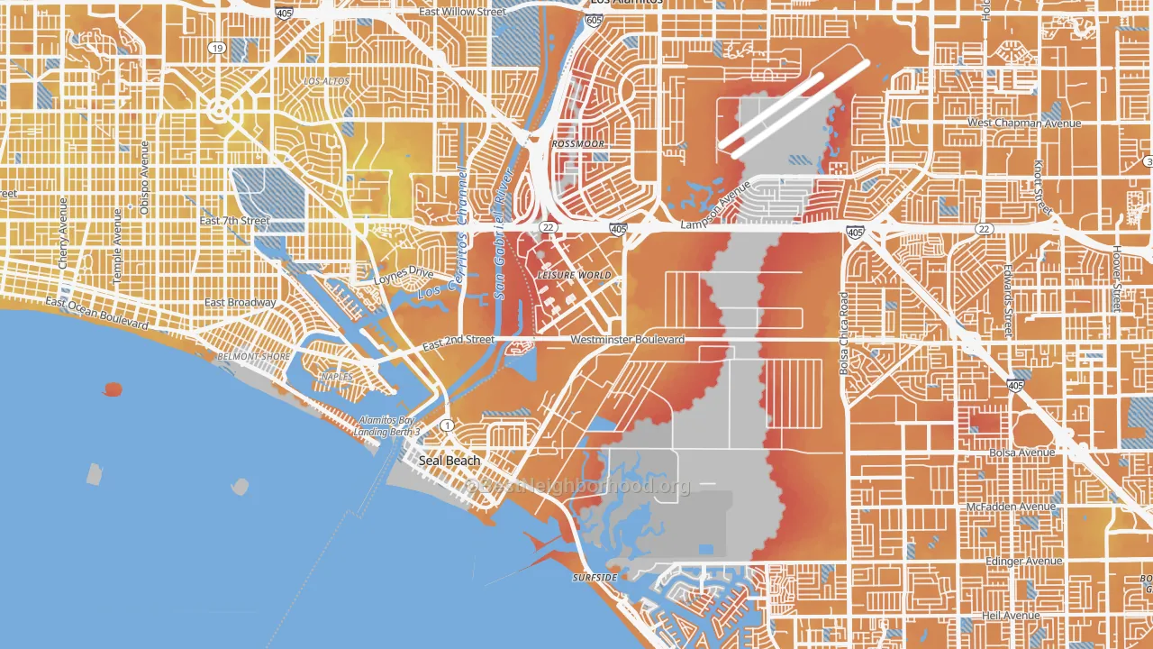 Transit Grade map of 90740, CA