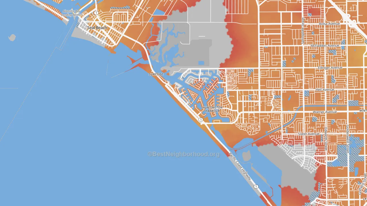 Transit Grade map of 90742, CA
