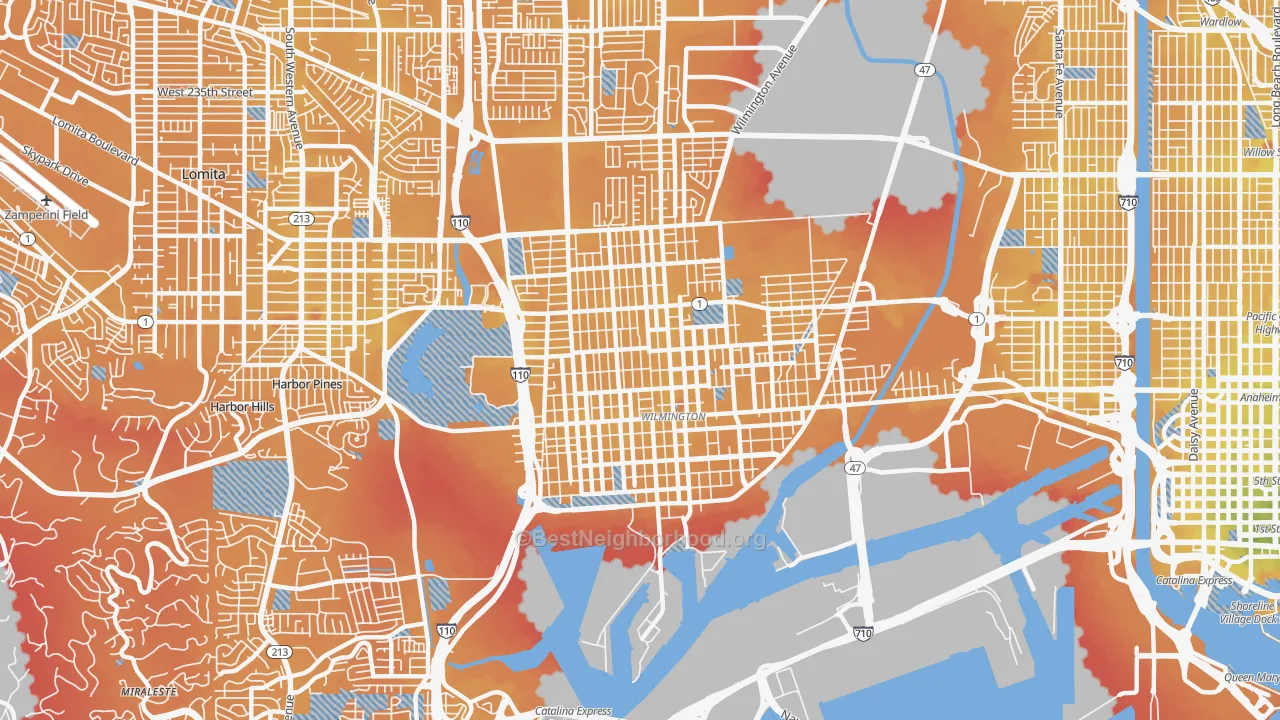 Transit Grade map of 90744, CA