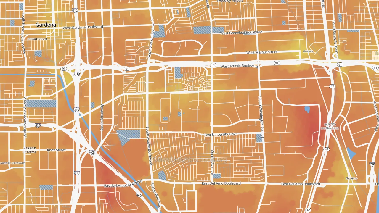 Transit Grade map of 90747, CA