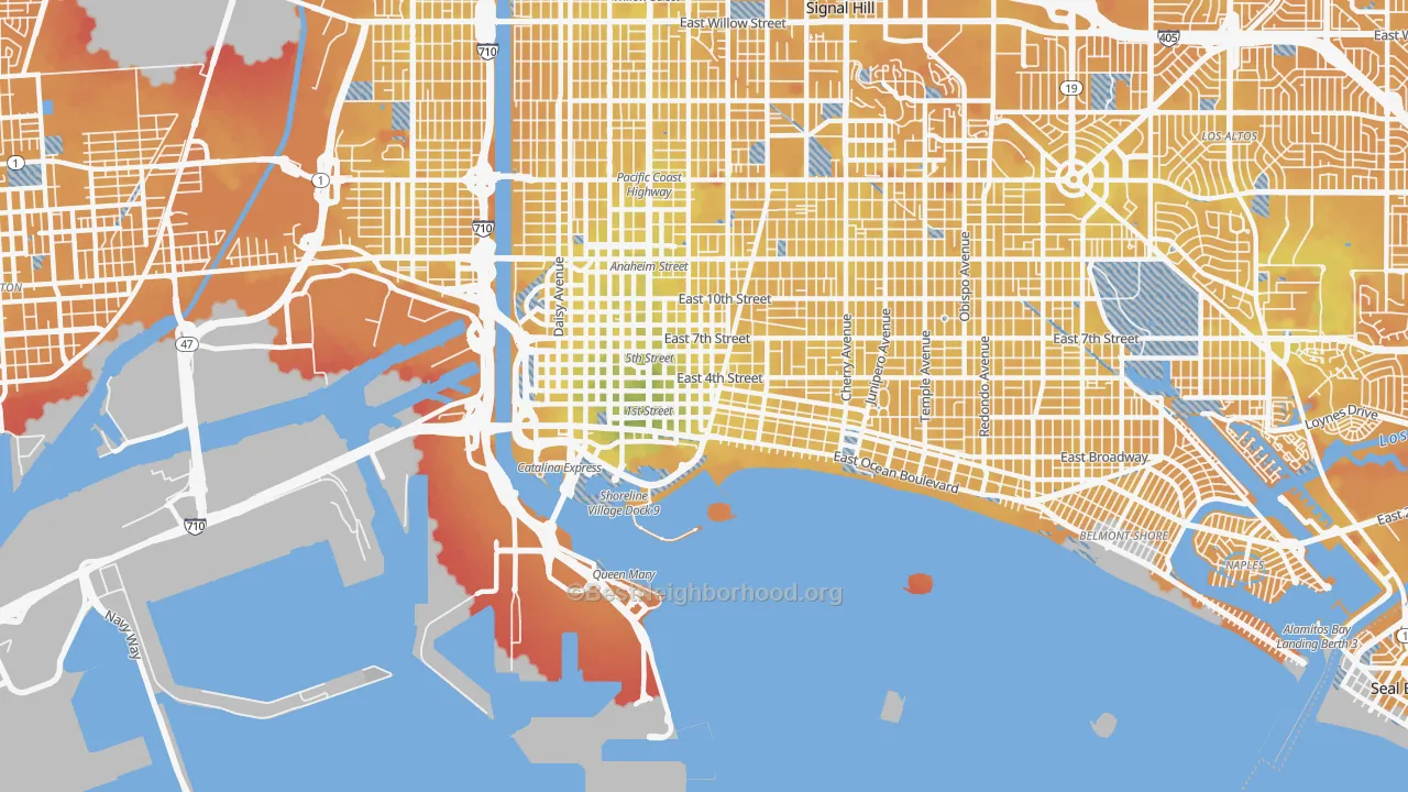 Transit Grade map of 90802, CA