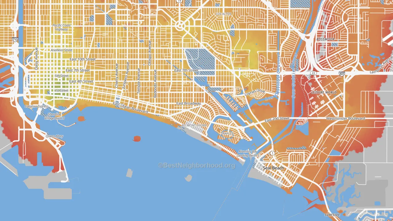 Transit Grade map of 90803, CA