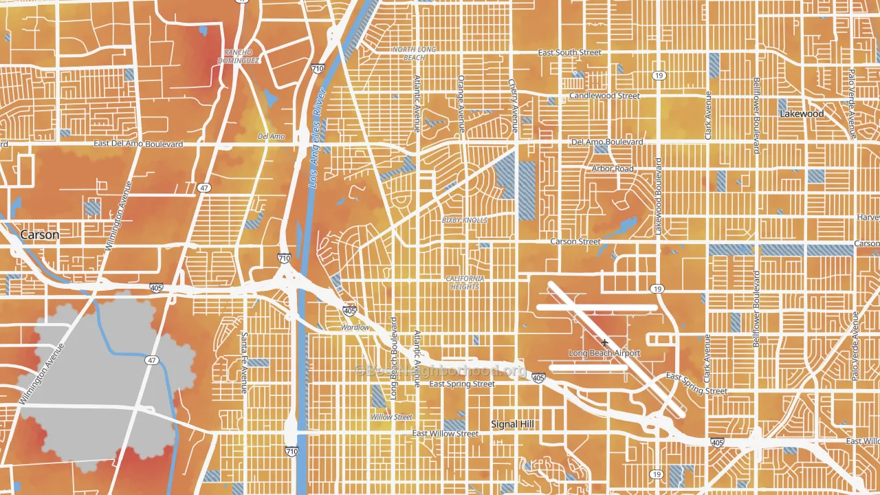 Transit Grade map of 90807, CA