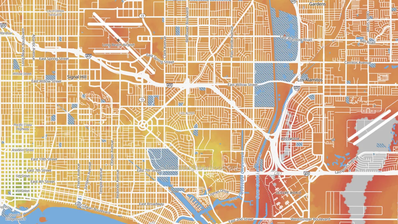 Transit Grade map of 90815, CA