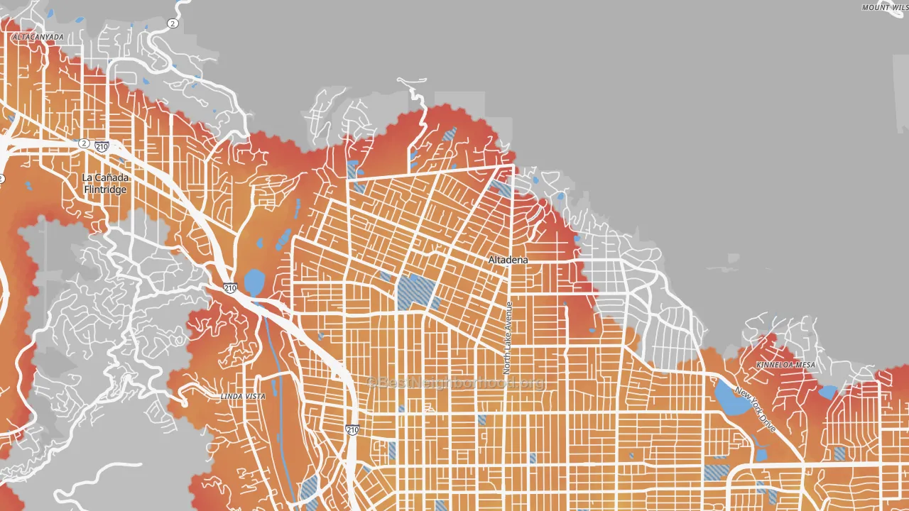 Transit Grade map of 91001, CA