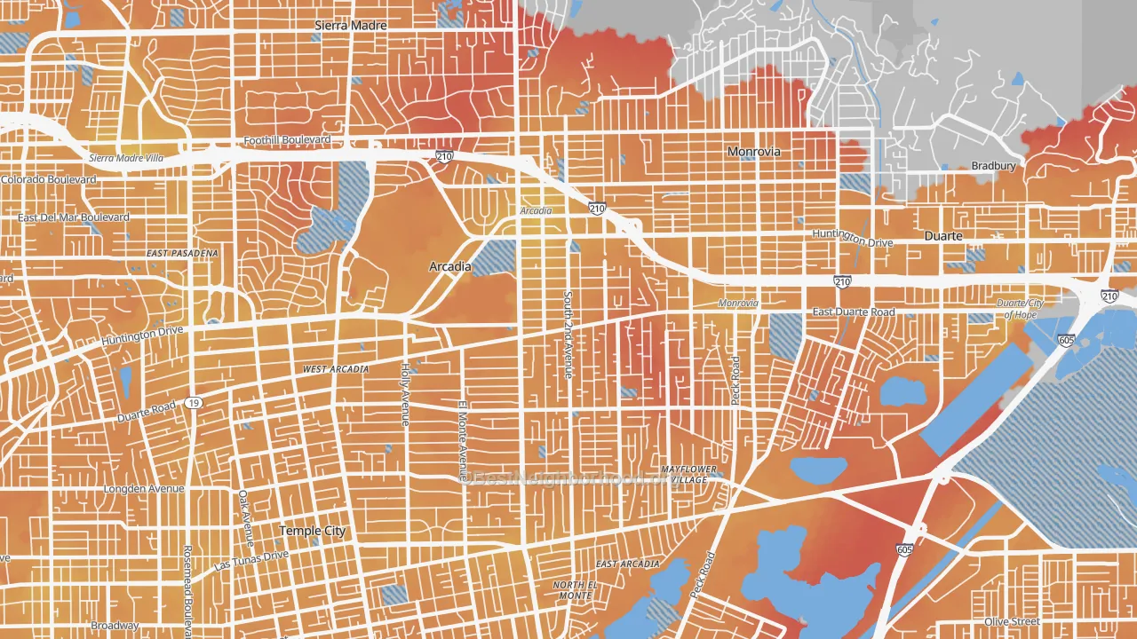 Transit Grade map of 91006, CA