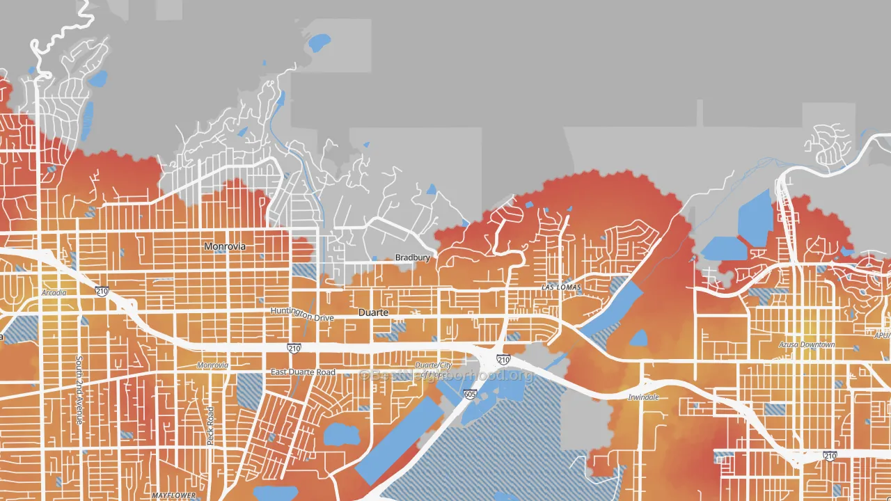 Transit Grade map of 91008, CA