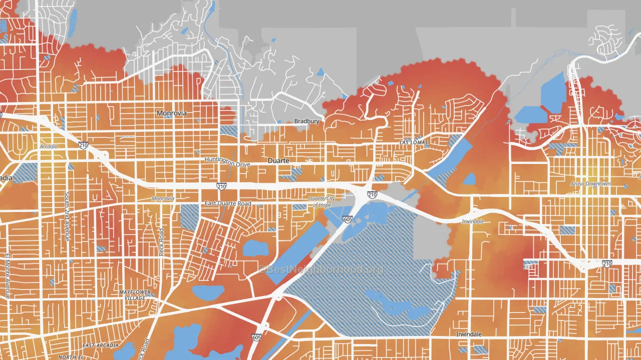 Transit Grade map of 91010, CA
