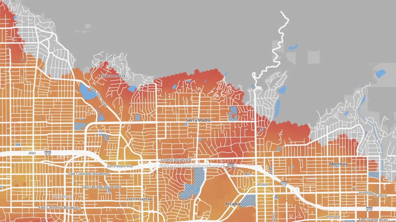 Transit Grade map of 91024, CA