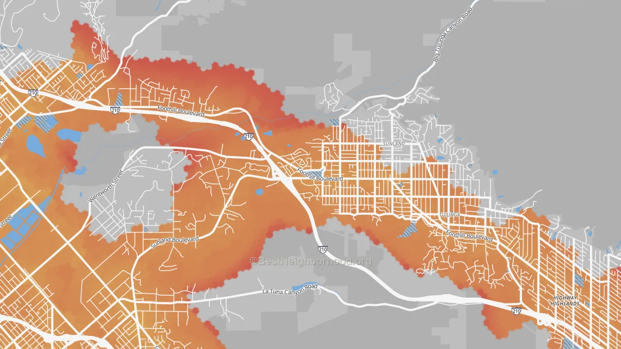 Transit Grade map of 91040, CA